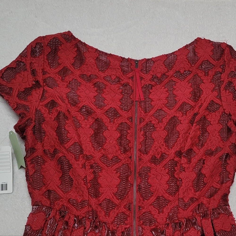 Anthropologie Moulinette Soeurs Rubied Lace Dress Fit & Flare Pleated Mini Dress - Picture 9 of 13